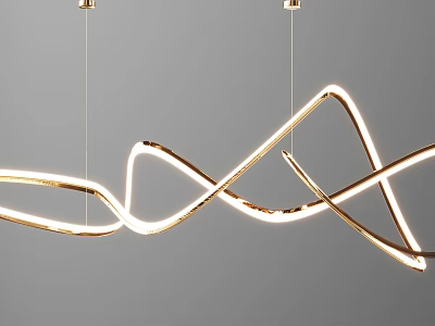 Modern Curved Gold Metal Pendant Light With LED Lighting For Stylish Interior Design 3d model