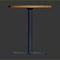 Stylish Round Orange Table With Blue Cross Base And Smooth Wooden Top