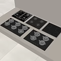 Various Modern Kitchen Appliances Including Gas And Electric Cooktops On White Counter
