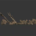 Scattered Animal Skeletons with Deer Antlers and Multiple Bone Structures on White Background
