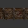 Vintage Weapon Storage Wooden Crate With Leather Straps And Red Stamps