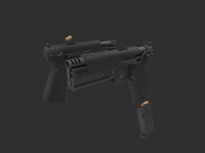 Dual Black Tactical Handguns With Rubber Grip And Metal Body Design 3d model