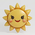 Cute Yellow Sun Shaped Art Installation With Smiling Face And Blush Cheeks 3d model