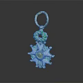 Elegant Golden Clothing Accessory Featuring Green Leaves Star Shaped Design And Central Gemstone