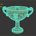 Classical Sculpture Carving With Twisted Handles Golden Decorations Dolphin And Geometric Patterns