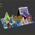 3D Christmas Pop Up Decoration With Gingerbread House Santa Sleigh Reindeer And Trees