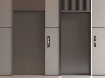 Modern Elevator Interior With Dark Doors And Gray Wall Design Elements 3d model