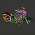 Classic Cruiser Motorcycle With Chrome Engine Black Leather Seat And Spoke Wheels