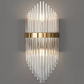 Elegant Modern Wall Sconce Featuring Transparent Vertical Glass Rods and Gold Band