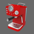 Red Coffee Machine As Modern Kitchen Appliance With Vintage Design Control Knobs And Pressure Gauge 3d model