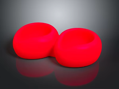 Modern Red Curved Connected Single Sofa Pair With Smooth Round Design 3d model