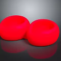 Modern Red Curved Connected Single Sofa Pair With Smooth Round Design