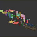 Ancient Architectural Components 3D Models Arches Columns Stone Slabs With Reflection Effect