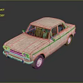 Vintage Rusty White Car Model With Weathered Body And Retro Design