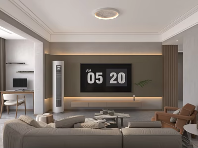 Modern Living Dining Room Interior Design With Large TV Sofa And Minimalist Decor 3d model