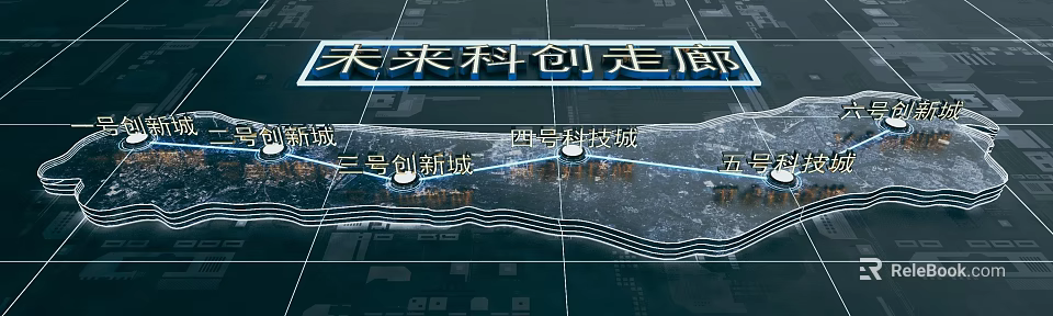 Future Tech Innovation Corridor Layout Featuring No3 Innovation And No4 Tech Cities 3d model 