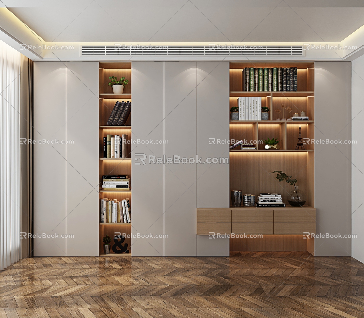 modern bookcase open bookcase 3d model