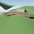 Garden Landscape Design Featuring Curved Pathway Green Lawn Gentle Terrain And Railings