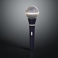 Handheld Microphone With Silver Mesh Grille And Dark Blue Handle Design 3d model