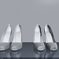 Elegant White High Heels Arranged On Shiny Reflective Surface With Gray Background 3d model