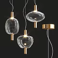 Modern Transparent Glass Pendant Lights With Golden Metal Accents And Various Shapes