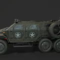 Rugged Military Functional Vehicle with 6x6 Wheels Roof Spotlights and Armored Body