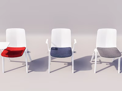Modern Office Chairs With White Frames And Red Blue Gray Cushions 3d model