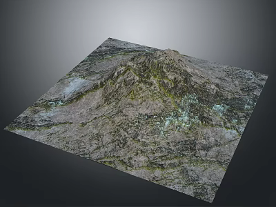 Realistic Mountain Landscape with Green Vegetation and Gray Rock Textures 3D Terrain Model 3d model