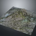 Realistic Mountain Landscape with Green Vegetation and Gray Rock Textures 3D Terrain Model