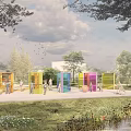 Waterfront Landscape Design With Natural Greenery Scenic Paths Pavilions And Lake Views