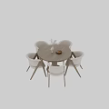 Round Dining Table with White Chairs Vase and Bowl on Top Surface 3d model