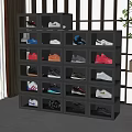 Modern Multi Layer Shoe Cabinet With Transparent Doors For Storing Various Shoes 3d model