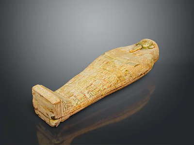 Ancient Egyptian Sculpture Carving of Intricate Sarcophagus with Hieroglyphic Patterns 3d model