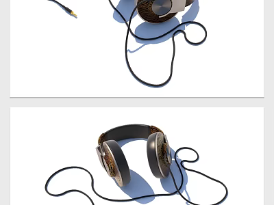 Premium Wired Headphones With Soft Ear Cups And High Quality Sound Design 3d model