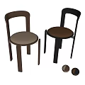 Modern Dining Chairs With Wooden Frames And Upholstered Seats In Brown Black And Beige Tones