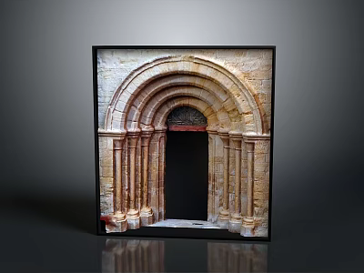 Classical Stone Archway Door Frame With Intricate Columns And Carvings 3d model