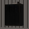 Modern Dark Wood Wardrobe With Minimalist Design Sleek Doors And Metallic Accents In Interior