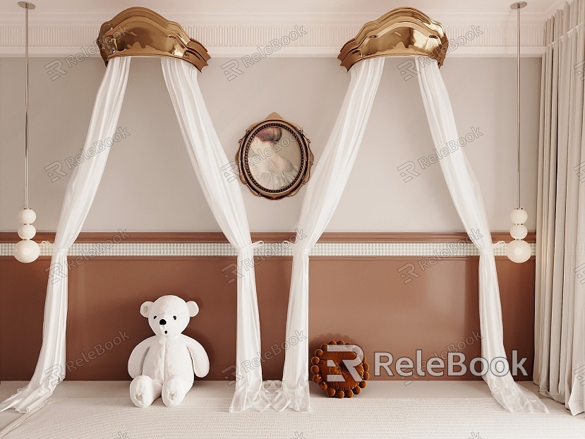 French bed curtain model