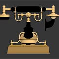 Vintage Gold and Black Telephone with Classic Dial Design and Brass Base