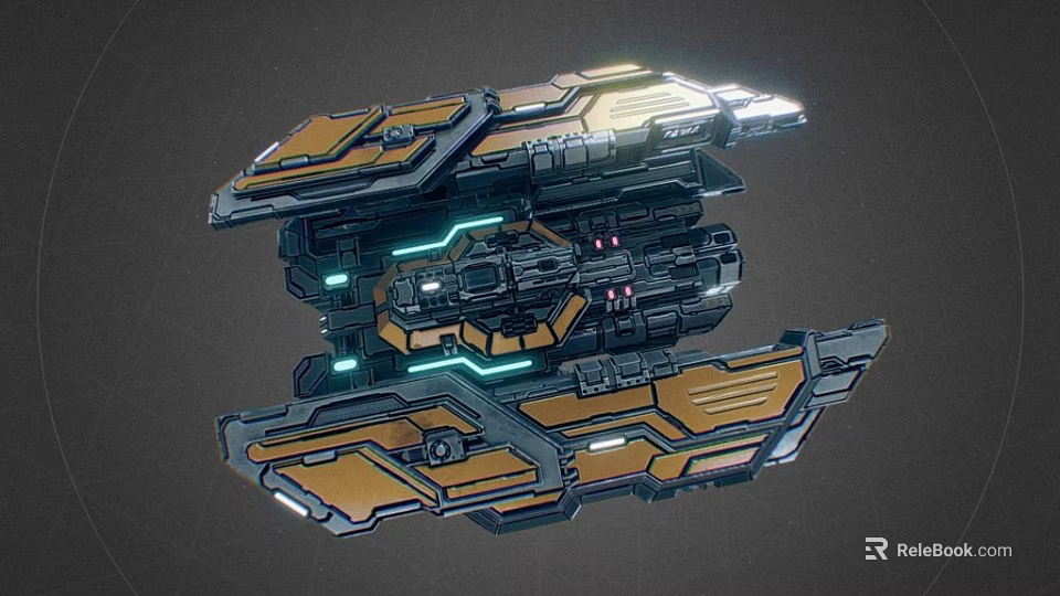 Futuristic Sci Fi Mechanical Structure With Metallic Components And Glowing Blue Lines 3d model 