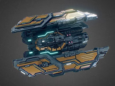 Futuristic Sci Fi Mechanical Structure With Metallic Components And Glowing Blue Lines 3d model