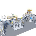 Industrial Equipment Processing Plant With Operational Platforms Piping And Safety Railings