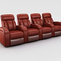 Four Red Leather Massage Chairs For Home Theater Comfortable Seating Setup