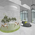 Spacious Lounge Area Interior With Pendant Lights Green Plants And Letter A Wall Art