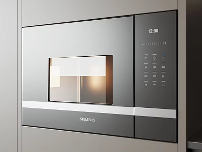 Siemens Built-in Kitchen Appliance With Glass Door Control Panel And Time 3d model
