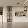 Modern Wine Cabinet Design With Glass Doors Wine Bottles And Glasses Storage