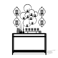 Elegant Console Table With Decorative Candles And Circular Geometric Wall Decor
