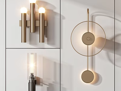 Modern Minimalist Metal Wall Lamps Set With Geometric Shapes And Warm Light For Home Decor 3d model