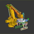 Industrial Yellow Robotic Arm Assembling Car Components In Automotive Manufacturing Process 3d model