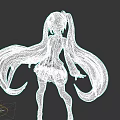 Anime Style Woman 3D Model with Long Flowing Hair and School Uniform Outfit